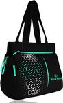 WILD MODA Women's Shoulder Tote Bag (Set Of 1) (Black Turquoise)