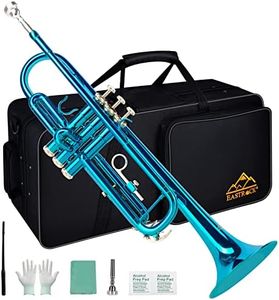 EASTROCK Bb Trumpet Standard Trumpet Set with Carrying Case,Gloves, 7C Mouthpiece and Cleaning Kit (Sea Blue)