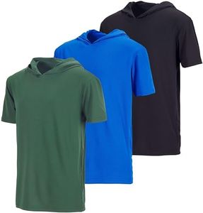 Real Essentials 3 Pack: Boys Girls Youth Teen Dry Fit Short Sleeve Active Athletic Hoodie Tops Sweatshirt Running T Shirts Pullover Kids, 18-20