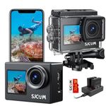 SJCAM Sj4000 16Mp 4K30Fps WiFi Action Digital Camera Ultra Hd Dual Screen 30M Underwater 170° Wide-Angle Waterproof Sports Cam with 2+1 Batteries,Charger,32Gb Sd Card and Accessories Kits,Black