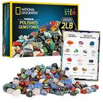 National Geographic Premium Polished Stones - 907 g of 1.9 cm Tumbled Crystals and Gemstones Bulk, Decorative Stones, Rock and Mineral Kit, Gemstones for Kids, STEM Toys