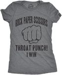 Crazy Dog T-Shirts Women's Rock Paper Scissors Throat Punch T Shirt, Dark Heather Grey, L