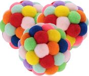 KUTKUT 5Pcs (4.5cm) Cat Toy Balls with Bell - Round Colorful Cat Ball Toy Built-in Bell Interactive Cat Ball Toy Soft Pompom Balls for Indoor Cats Kitten