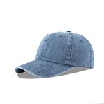 LANGZHEN Unisex Baseball Cap 100% Cotton Fits Men Women Washed Denim Adjustable Dad Hat(Denim Blue)