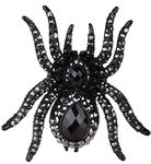 YACQ Women's Spider Stretch Rings Fit Finger Size 6.5 to 9 - Elastic Soft Band Perfect for Arthritis - Silk Scarf Holders - Lead & Nickle Free - 2-1/4 x 2-1/4 Inches - Halloween Costume Accessories, Alloy,Zinc,Metal, crystal