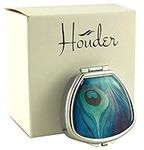 Designer Pill Box by Houder - Decorative Pill Case with Gift Box - Carry Your Meds in Style (Peacock Feather)