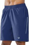 NORTHYARD Men's Athletic Running Shorts 7 Inch Workout Gym Shorts with Zipper Pockets Quick Dry Lightweight Active Short DARKBLUE M