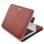 MOSISO Case Compatible with MacBook Air 13 inch M3 A3113 M2 A2681, Compatible with MacBook Air 13 inch M1,Compatible with MacBook Pro 13 M2 M1, PU Leather Portfolio Protective Stand Cover, Brown