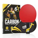 DRAXX SPORTS Table Tennis Bat 5/6 & 7 Stars | Professional Carbon Paddle with Pro Rubber | Superior, Spin & Power | High-Performance Ping Pong Racket | 2.0mm Sponge & EVA Case (6 STARS Carbon)