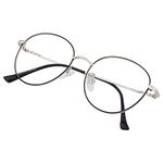 Roshfort Unisex Eyeglasses For Men Women Spectacle Frames Light Weight Blueray Block Eye Protection Glasses For Computer Zero Power Bluecut lens Round Small Size M-3140 Frame Silver Black