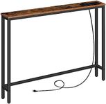 HOOBRO 39.4" Skinny Console Table with Power Outlets, 5.9" Behind Couch Table with Charging Station, Narrow Sofa Table, Long and Thin Table for Entryway, Living Room, Rustic Brown BF51UXG01