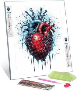 TUMOVO Graffitic Heart Diamond Painting DIY 5D,Numbering Kit, Human Organ Crystal Rhinestone Diamond Paintwork Anatomical Heartbeat Artwork Hospital Home Decor Adults Kid Men Boy Gift(12''Wx 16''H)