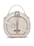 VISMIINTREND Beige Leather Round Crossbody Sling Bag for Women & Girls with adjustable strap, Small Casual Handbag for Travel, College| Birthday, Anniversary Gift for Wife, Rakhi Gifts for Sister