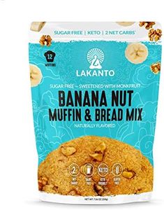 Lakanto Sugar Free Banana Nut Muffin and Bread Mix - Sweetened with Monk Fruit Sweetener, 2g Net Carbs, Gluten Free, Naturally Flavored, Keto Diet Friendly, Dairy Free (12 Muffins)