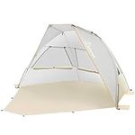 WolfWise 2-3 Person Portable Beach Tent UPF 50+ Sun Shade Canopy Umbrella with Extendable Floor, Beige