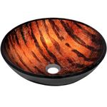 Novatto NOHP-G025 16.5-Inch Diameter Mimetica Brown Camouflage with Hints of Green Hand Painted Glass Vessel Sink