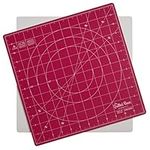 The Quilted Bear Rotating Cutting Mat 12" x 12" - Square Self Healing 360° Rotating Craft Cutting Mat with Innovative Locking Mechanism for Quilting & Sewing Your Choice of Colours Available! (Pink)