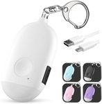 Personal Alarm Keychain for Women Self Defense - USB Rechargeable 130 dB Loud Safety Siren Whistle with LED Light – Panic Button or Pull Pin Alert Device Key Chain by WETEN (White)