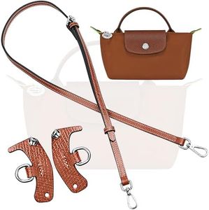 KIYOMIL Purse Strap Crossbody Conversion Kit for Mini Handbag,Genuine Leather Shoulder Straps Replacement Adjustable for Bags (Brown-S)
