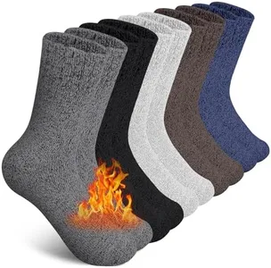 SIMIYA 5 Pairs Wool Socks Mens, Thick Warm Winter Soft Hiking & Casual Crew Socks