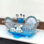 SmartSlide Stainless Steel Utensil Basket Drainer Dish Drainer Basket with Tray for Kitchen Vessel Drainer Rack Dish Drying Rack with Tray and Cutlery Holder