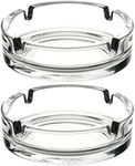 Fargus Glass Ashtrays for Cigarettes, Portable Decorative Modern Ashtray for Home Office Indoor Outdoor Patio Use, Fancy Cute Cool Ash Tray, Pack of 2 (Clear)