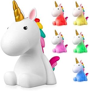 Sweet Ponies (5.4" x 3.7" x 6.7"; 9.2 oz Unicorn Candy LED Light Cute Gifts for Girls, Boys, kids - Battery Operated (1.6 W) Table, Desk & Beside Cute Lamp Both Color Changing & Wraped in Gift Package