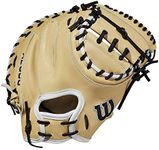 Wilson 2021 A2000 CM33 33" Baseball Catcher's Mitt - Blonde/Black, Right Hand Throw