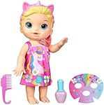 Baby Alive Glam Spa Baby Doll, Unicorn, Makeup Toy for Kids 3 and Up, Color Reveal Mani-Pedi and Makeup, 12.8-Inch Waterplay Doll, Blonde Hair