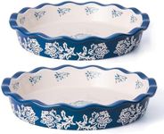 Wisenvoy Pie Pan Ceramic Pie Dish Blue Pie Plate Porcelain Deep Dish Pie Pan Non-Stick Pie Pans