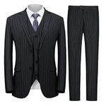 MAGE MALE Men’s Pinstripe 3 Piece Suit Slim Fit Elegant Single Breasted Business Wedding Party Blazer Vest& Pants Set