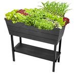 Keter Watering Planter Box and Drainage Plug, Resin, Dark Grey