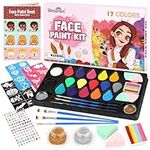 Dreamon Face Paints for Children, Halloween Face Painting Set with Sponges, Stencils, Glitter and Brushes, Professional Face Body Painting Kits (32 PCS)