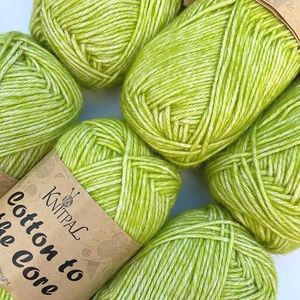 Cotton to The Core, Knitting and Crocheting Heather Yarn, Washcloth -Blankets, (Free Patterns), 6 skeins, 852 yards/300 Grams, Light Worsted, 3 (Lime Green)