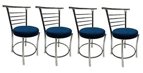 SOMRAJ Chair Comfortable Multi Purpose Chair with a Leather Cushion Steel Chair (Latest Model) Heavy Duty (4, Blue, Standard)
