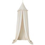 Wonder Space Kids Bed Canopy with Ruffles, Pastel Neutral Color for Boys & Girls, Frilled Cotton Tent Nursery Room Baby Crib Hanging Curtain Mosquito Netting Children Reading Nook Decoration (Ivory)