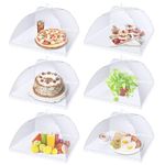 Flexzion Food Cover Tent - Pop Up Mesh Screen Net Umbrella Covers Keep Out Flies, Bugs, Mosquitoes, Perfect for Outdoor Picnic, BBQ, Camping, Fruit Dinner Protection, Reusable & Collapsible - 6 Pack