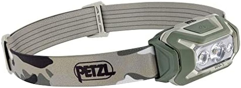 PETZL ARIA 2 RGB, Compact, Durable, Waterproof headlamp with White, red, Green and Blue Modes, 450 lumens, Camo