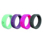Qalo Women's Silicone Ring Variety Pack (4-Pack) - SIZE 7