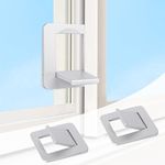 Sliding Door Lock, 2pcs Metal Child Safety Sliding Closet Door Lock for Sliding Glass Doors, Windows, Closet, Adjustable Security Window Lock for Patio Bedroom Home and Office (No Drill)