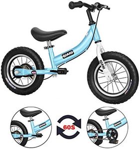 Qiani Balance Bike 2 in 1 for Toddlers,Kids 2-7 Years Old,Balance to Pedals Bike,12 14 16 inch Kids Bike,with Removable Pedals,Training Wheels,Adjustable Seat,Brake,red Blue Pink (Blue, 12 inch)