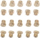 Timsec 20Pcs Brass Jet Nozzles, M6 x 0.75mm and M5 x 0.5mm Thread, 0.5mm and 0.68mm Nozzle Hole, DIY Burner Parts for Range, Stove, Oven Conversion Kit, Propane LPG Natural Gas Pipe Water Heater