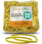 PlasticMill Yellow Rubber Bands Size 33 (3 1/2" x 1/8") - #33 Colored Rubber Bands Office Supplies - Strong, Elastic Bands for Crafts, Balloon Garland, Cash, File Folders (500-Pack)