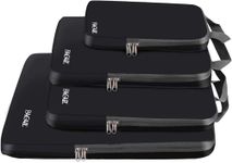 BAGAIL 4 Set Compression Packing Cubes Travel Expandable Packing Organizers(Black,4 Set）