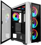 Apevia Destiny-PRO-WH Destiny Pro Mid Tower Gaming PC Case w/ 6X 120mm ARGB Fans, 366 RGB Light Modes, 1x Glass Front Panel, 1x Door Swivel Style Magnetic Glass Side Panel, 2X USB3.0, White