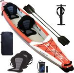 Spatium Kayak 2 Person Inflatable Kayak Leisure Kayaks Aluminium Paddle, with Air Cylinder, Foot Pedal,Seat,Travel Backpack (410-2 Persons)