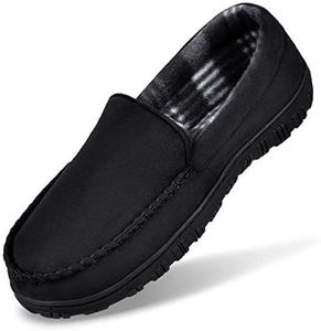 MIXIN Slippers for Men Moccasin House Shoes with Comfortable Memory Foam Size 11 Black