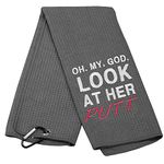 BLUPARK Funny Golf Towels for Women OMG Look At Her Putt Embroidered Golf Towel for Lady Golfer (LOOK AT HER PUTT-1)