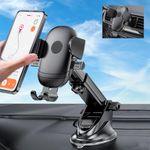 Roiquly 3-in-1 Cell Phone Holders for Cars,2024 Upgrade Universal car Phone Holder, Universal Car Phone Holder for Dashboard Air Vent Windshield.Compatible with All iPhones and Other Cell Phone（Black