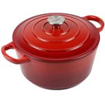 Dutch Oven Enameled Cast Iron Pot with Dual Handle and Cover Casserole Dish - Round Red 10.23" (26 cm)